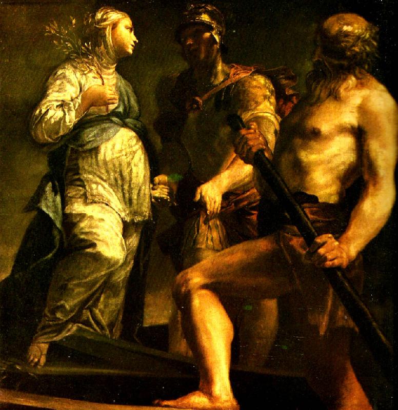 Giuseppe Maria Crespi aeneas med sibyllan och charon oil painting image